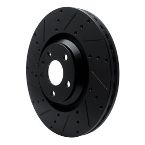 Audi TTS Brake Rotor (1) - Front Left - R1 Concepts - Drilled & Slotted - Black - `12-`15